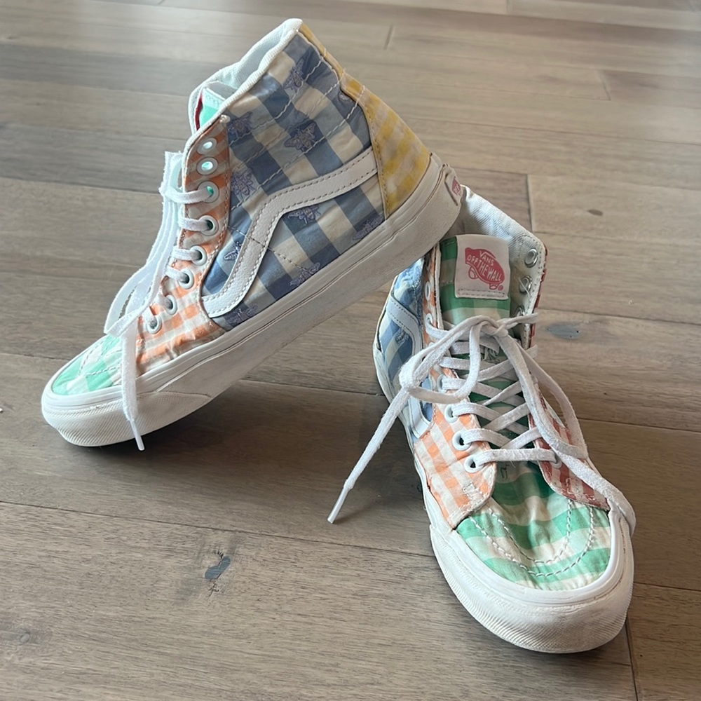 Vans High Top Checkerboard Sneakers in Pastel Multi